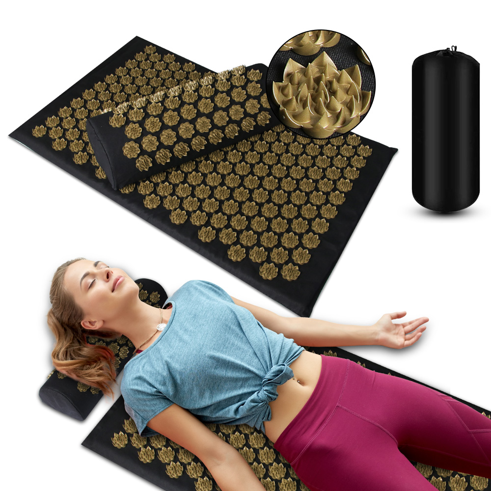 Relieve tension and relaxation with the Acupressure Massage Mat and Pillow. Featuring massage heads for neck, waist, back, and buttocks relief, this set provides short-term on/off pressure relief. Crafted from premium materials, it ensures comfort and lasting performance. Mat and pillow for yoga relaxation, fatigue, and swelling relief. Needle-point mat and needle-point pillow.