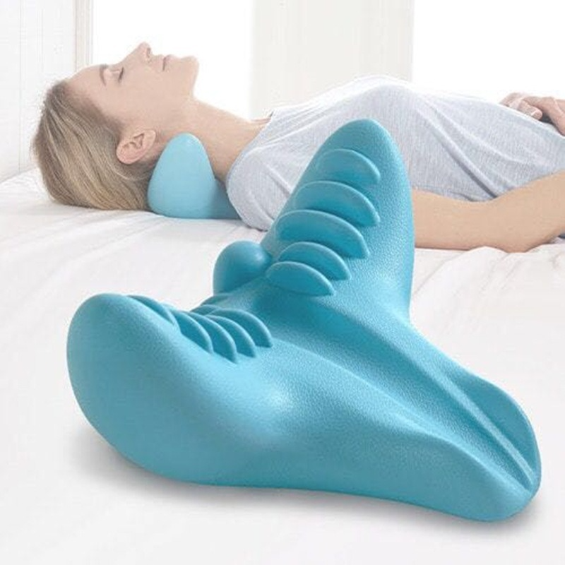 Cervical Spine Massage Pillow, long hours in front of a computer, unique shape, neck contours, soothing massage, relaxation, tension relief, recommended usage: 10 minutes, daily routine, neck and face improvement, massage functions, release tension, stimulate lymphatic flow, improve blood circulation, versatile usage, lightweight and compact, portable, convenient, lying down, sitting, or in the car, enhance well-being