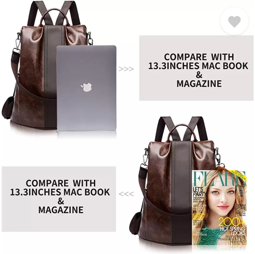 Womens Travel Leather Backpack