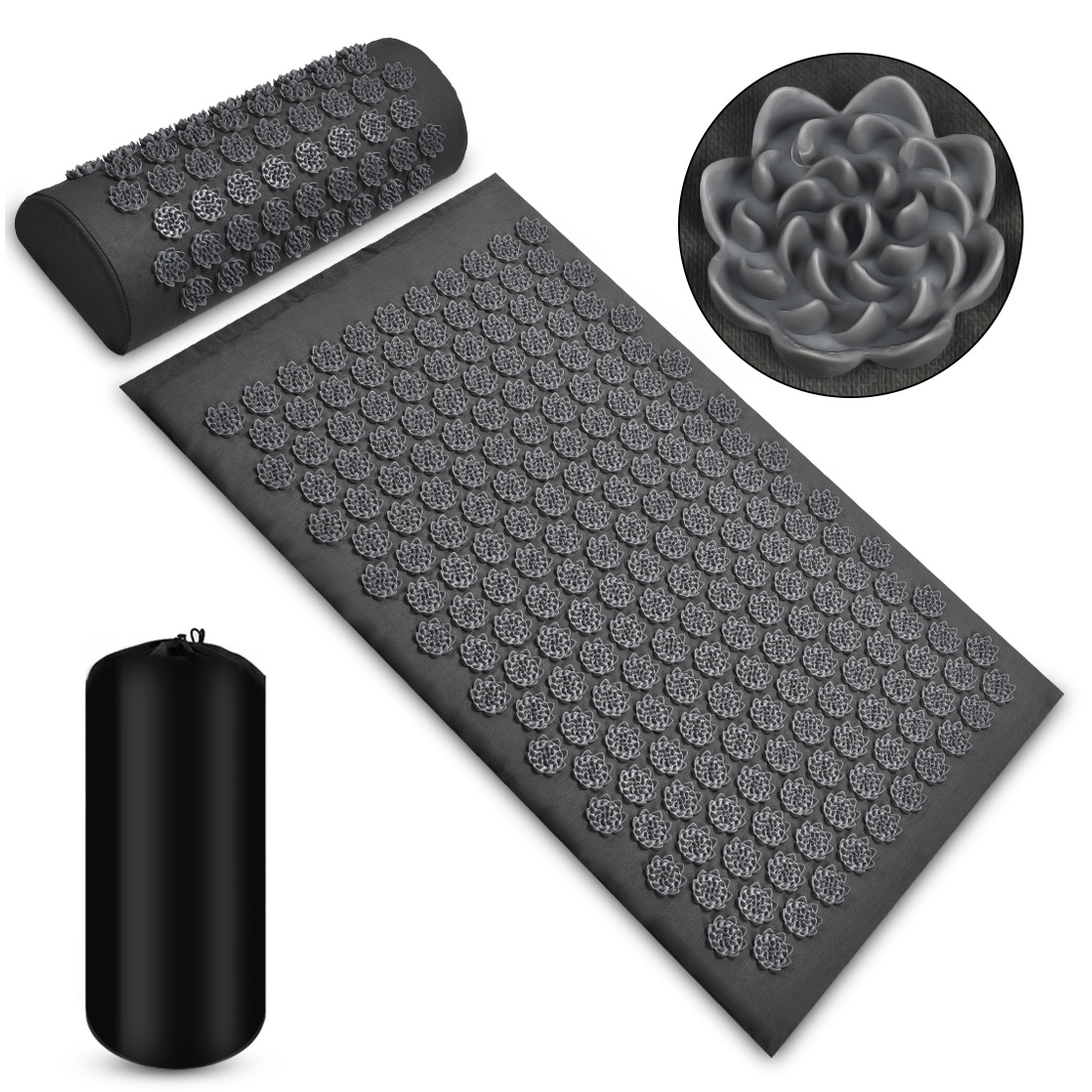 Relieve tension and relaxation with the Acupressure Massage Mat and Pillow. Featuring massage heads for neck, waist, back, and buttocks relief, this set provides short-term on/off pressure relief. Crafted from premium materials, it ensures comfort and lasting performance. Mat and pillow for yoga relaxation, fatigue, and swelling relief. Needle-point mat and needle-point pillow.