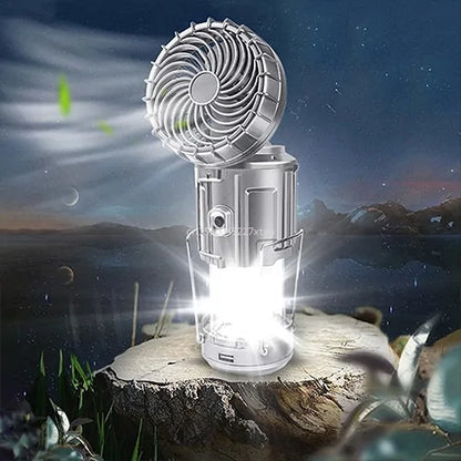 6 in 1 Portable Camping Solar Lantern With Fan