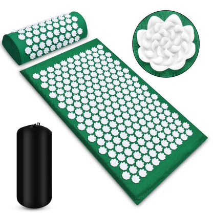 Relieve tension and relaxation with the Acupressure Massage Mat and Pillow. Featuring massage heads for neck, waist, back, and buttocks relief, this set provides short-term on/off pressure relief. Crafted from premium materials, it ensures comfort and lasting performance. Mat and pillow for yoga relaxation, fatigue, and swelling relief. Needle-point mat and needle-point pillow.