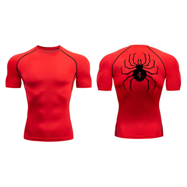 Compression Sport Shirt with Spider Print