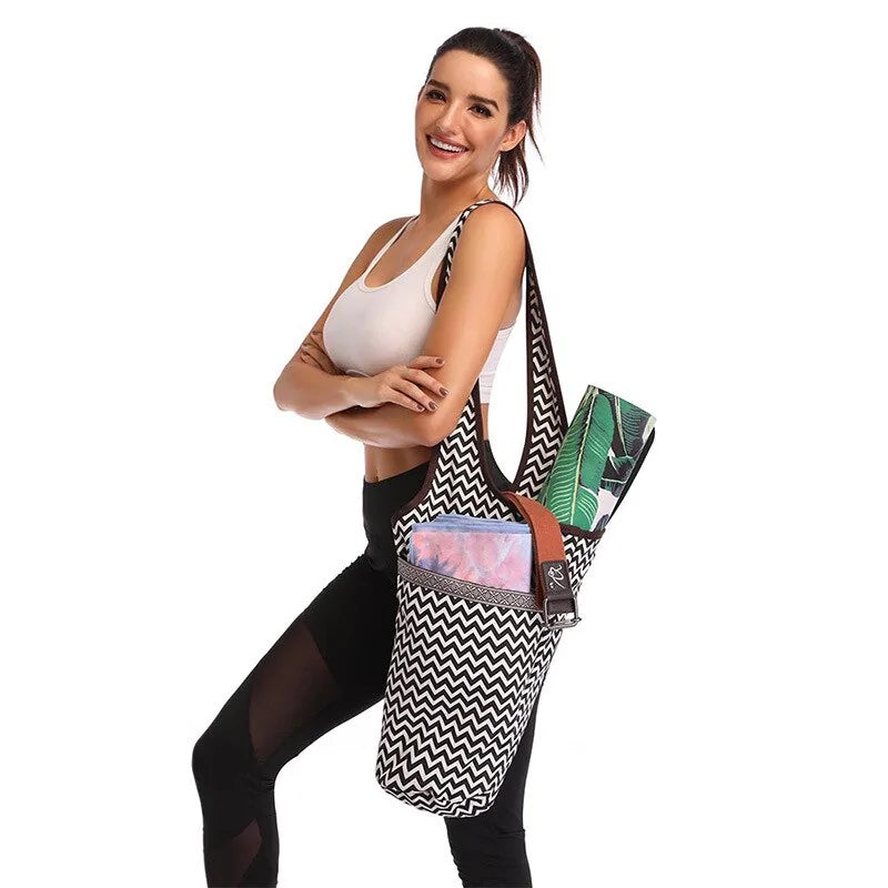 Bohemian Style Yoga Mat Bag with Large Zipper Pocket