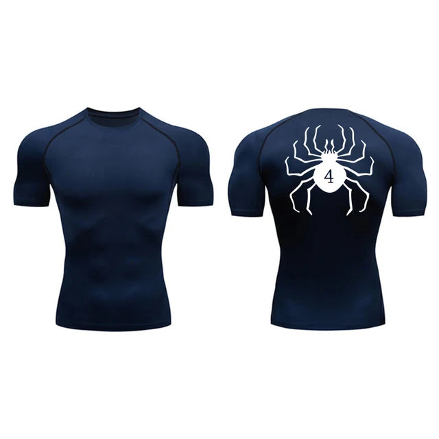 Compression Sport Shirt with Spider Print