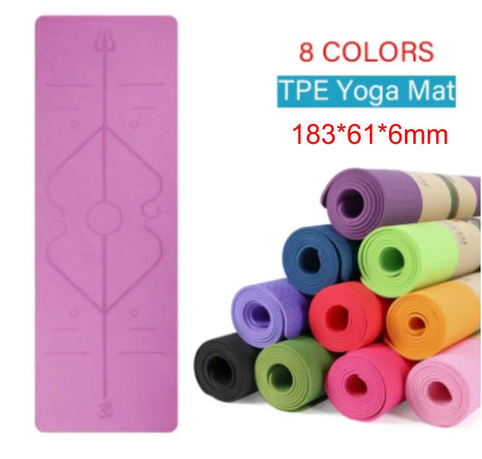 Non-Slip Yoga Mat With Position Line